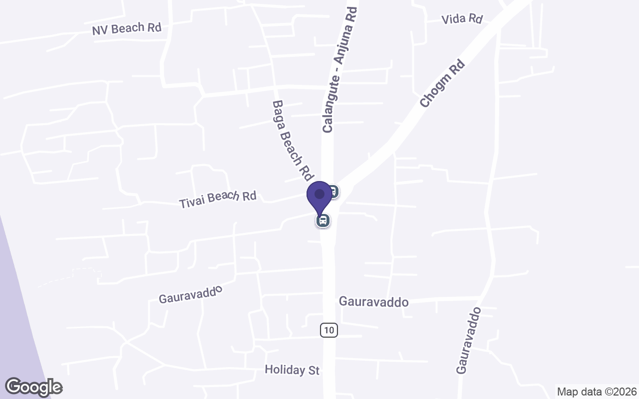 Map of the streets around the Calangute store