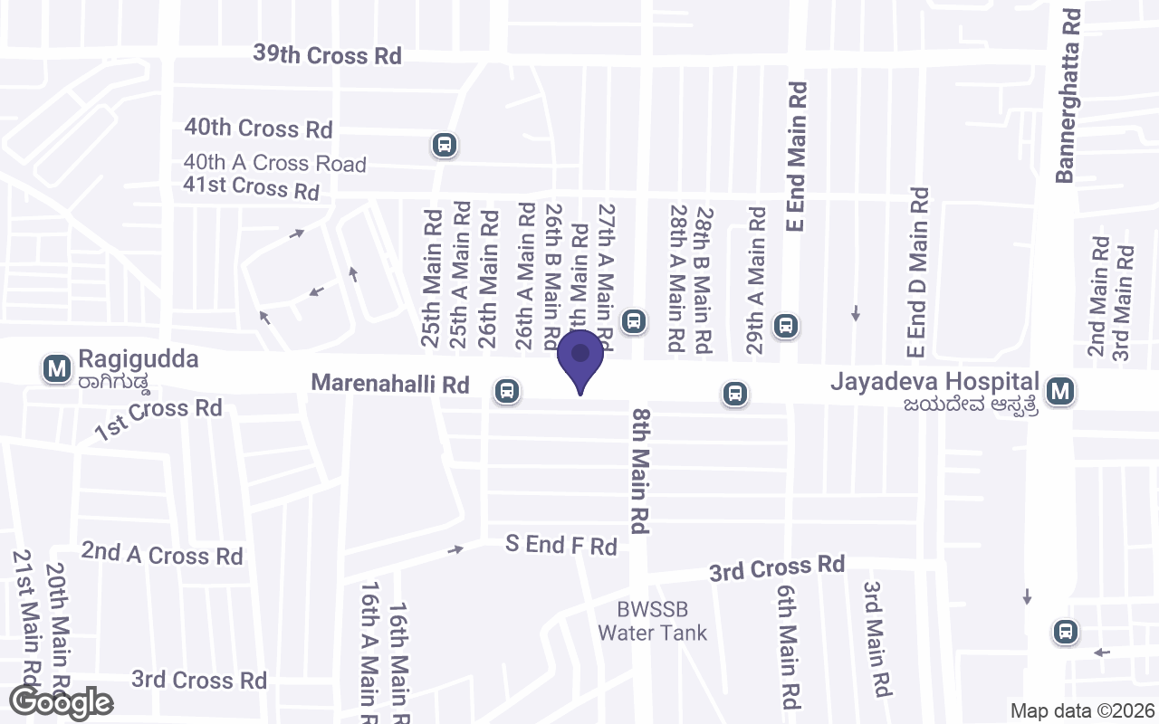 Map of the streets around the Jayanagar jam room